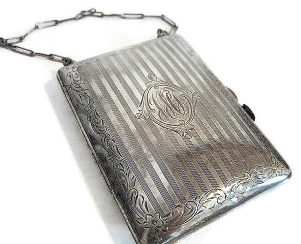 A fabulous antique 103 year old leather lined sterling silver finger purse  by Mappin & Webb - hallmarked Birmingham 1920